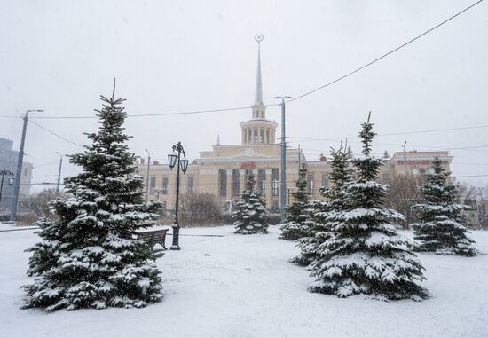 Снегопад в Карелии