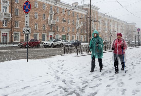 Снегопад в Карелии