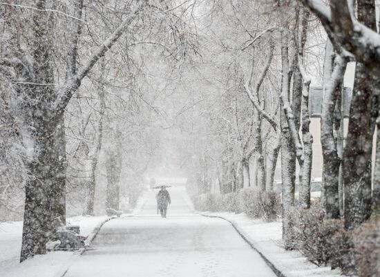 Снегопад в Карелии