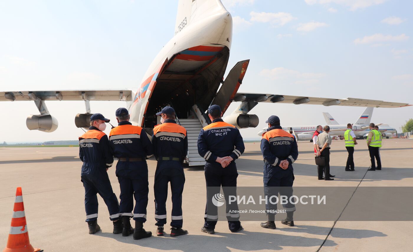 Вылет самолёта МЧС с пострадавшими при стрельбе из Казани в Москву