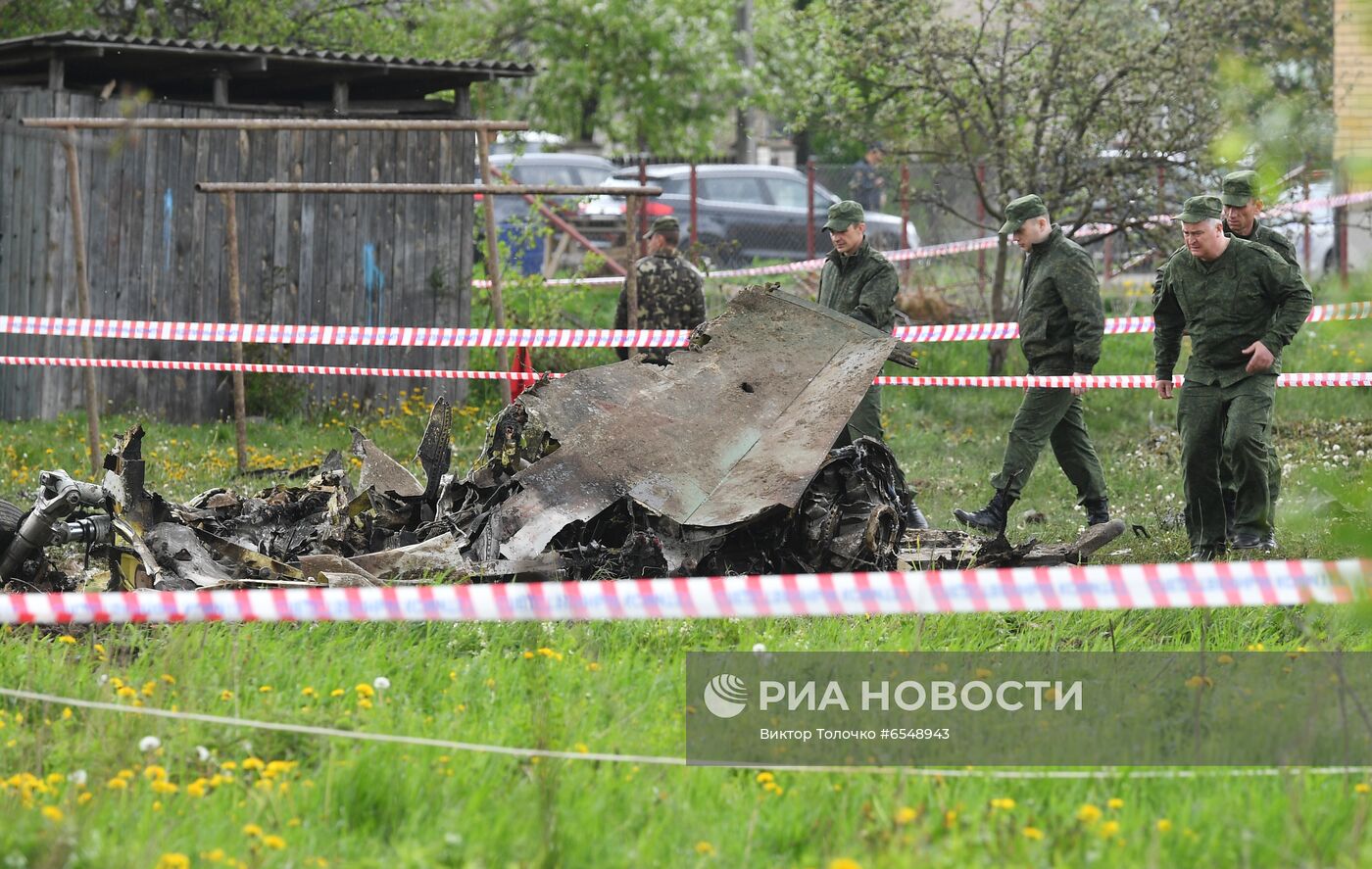 Место крушения самолета Як-130 в Барановичах