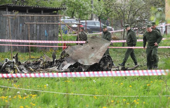 Место крушения самолета Як-130 в Барановичах