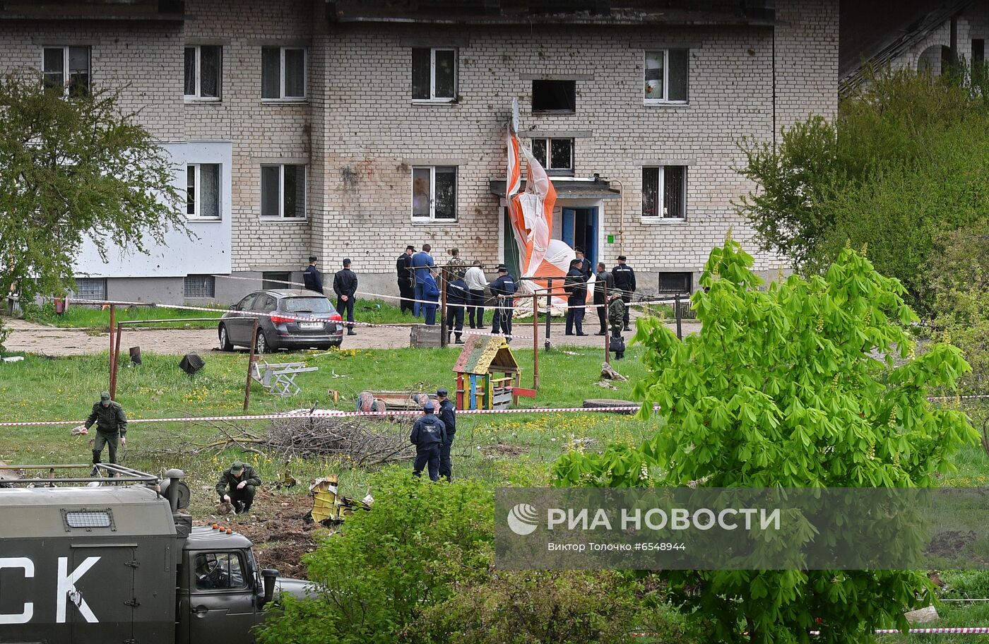 Место крушения самолета Як-130 в Барановичах