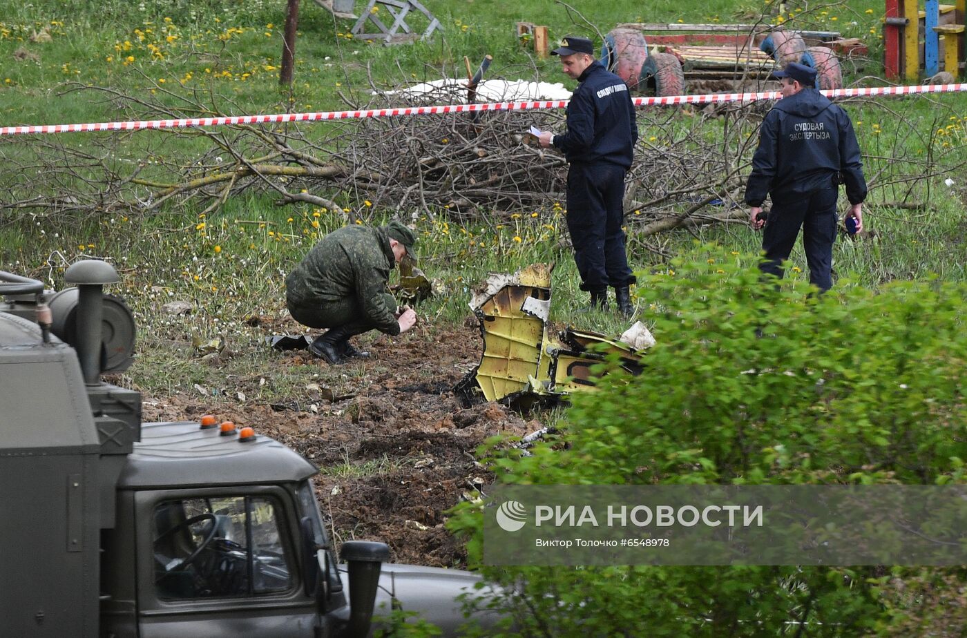 Место крушения самолета Як-130 в Барановичах