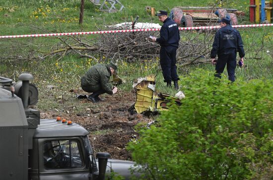 Место крушения самолета Як-130 в Барановичах