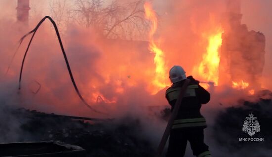 Пожар в поселке Дальний в Иркутской области