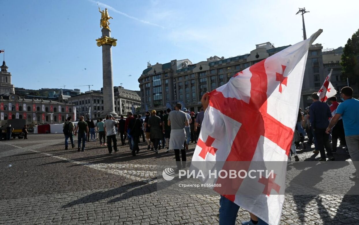 Акция противников строительства ГЭС в Грузии