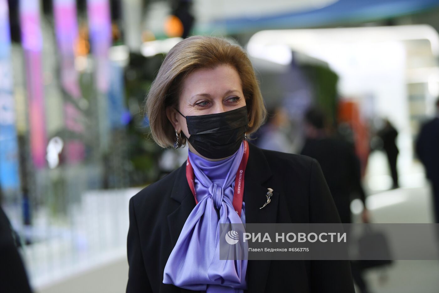 Руководитель Федеральной службы по надзору в сфере защиты прав потребителей и благополучия человека (Роспотребнадзор) - главный государственный санитарный врач РФ Анна Попова на Петербургском международном экономическом форуме - 2021. Место: Россия, Санкт-Петербург. Автор: Павел Бедняков/РИА Новости. ПМЭФ-2021. Работа форума. День второй