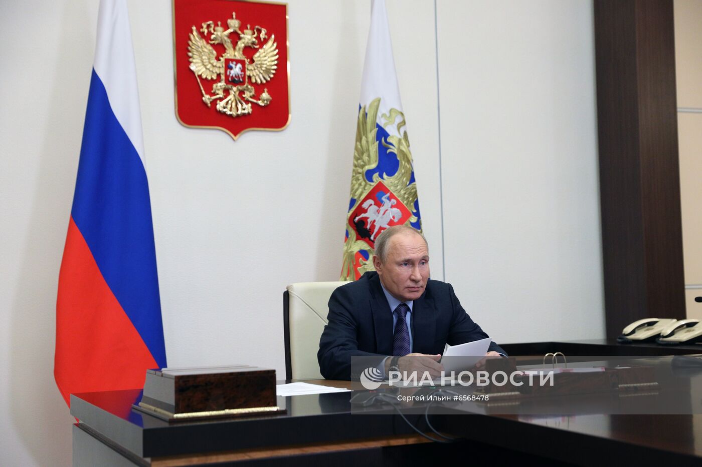 Президент РФ В. Путин принял участие в запуске Амурского газоперерабатывающего завода компании "Газпром"
