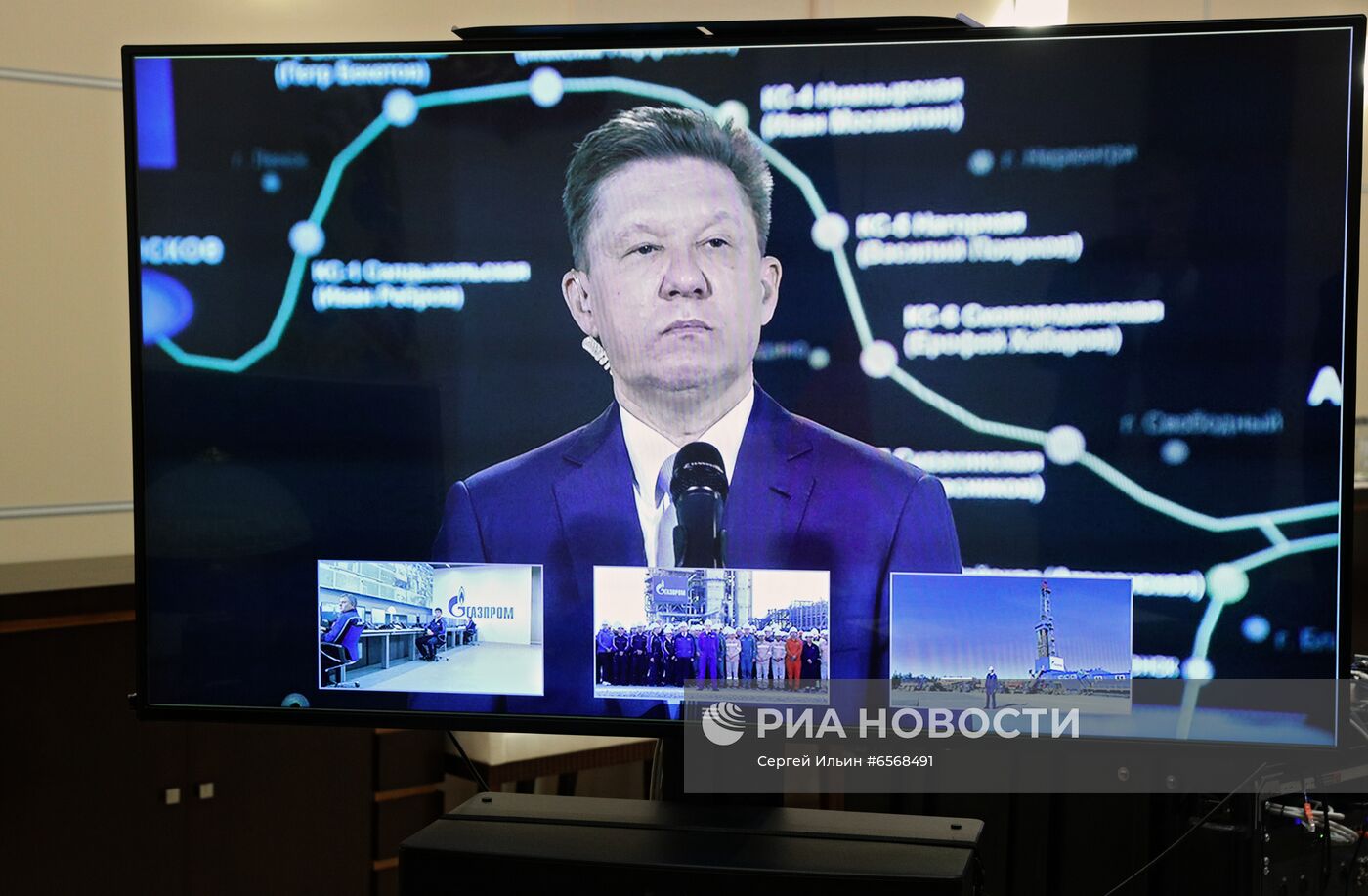 Президент РФ В. Путин принял участие в запуске Амурского газоперерабатывающего завода компании "Газпром"