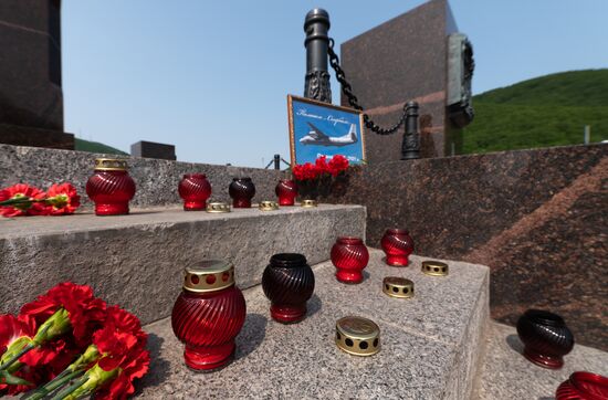 Цветы в память о погибших в авиакатастрофе на Камчатке