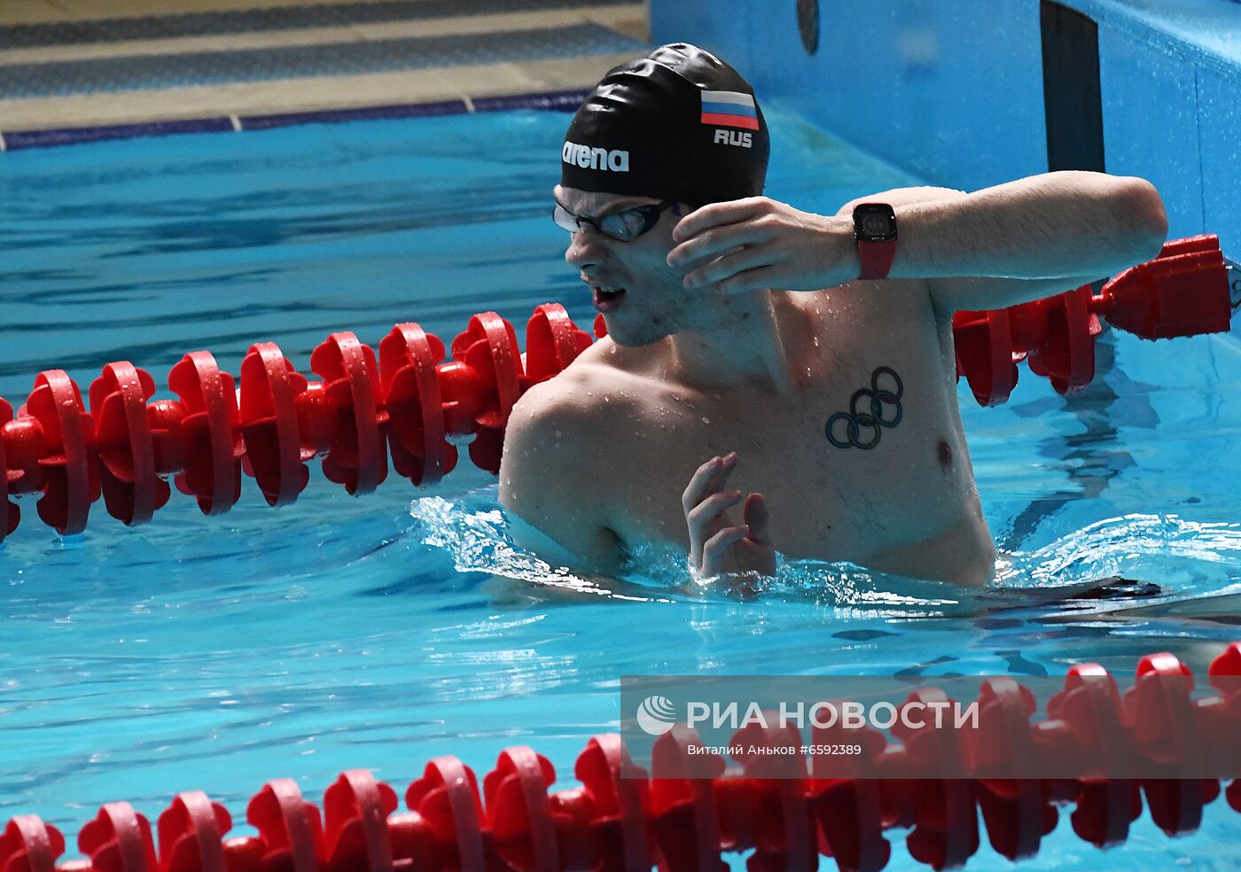 Тренировка олимпийской сборной России по плаванию