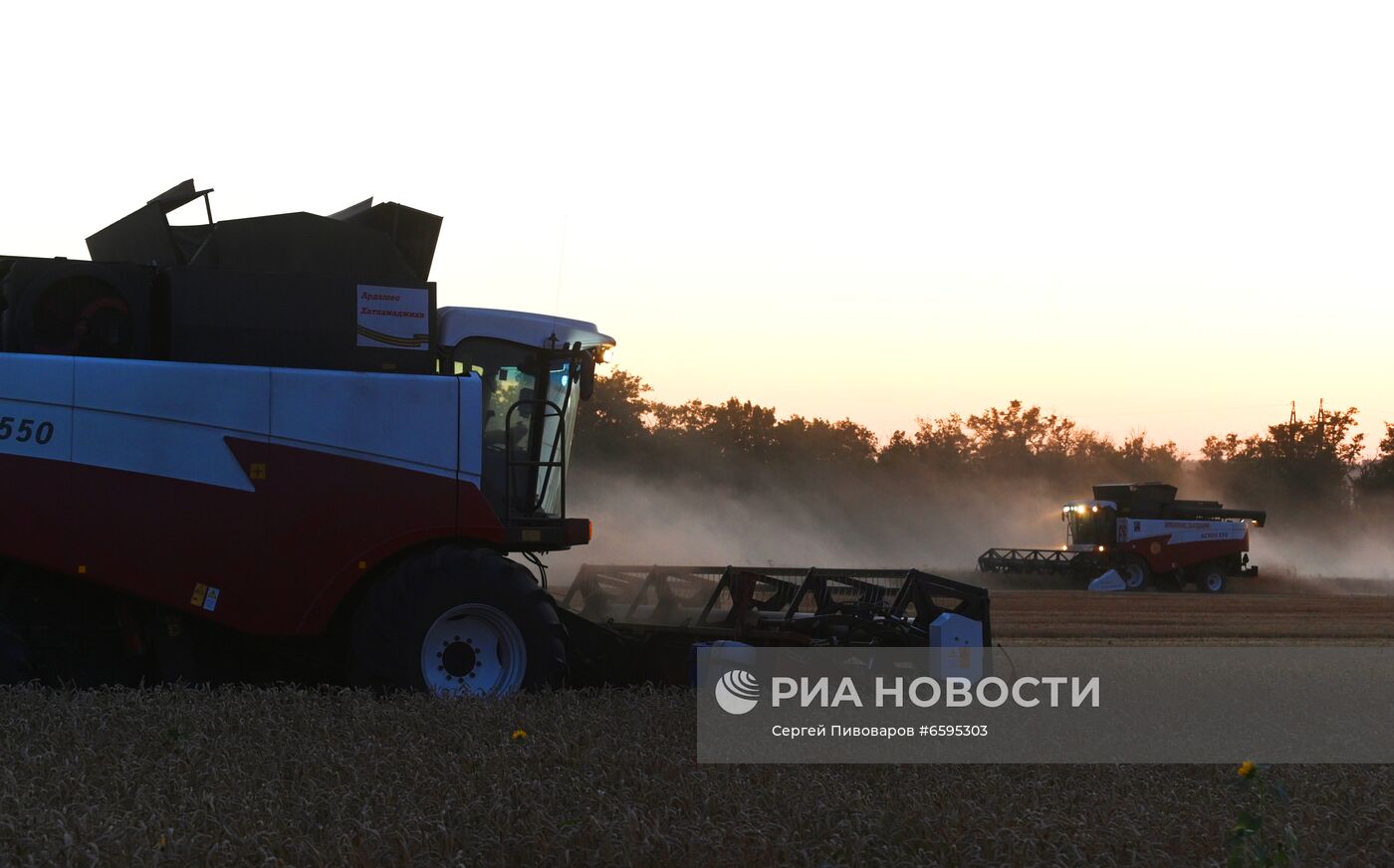 Сбор урожая пшеницы в Ростовской области