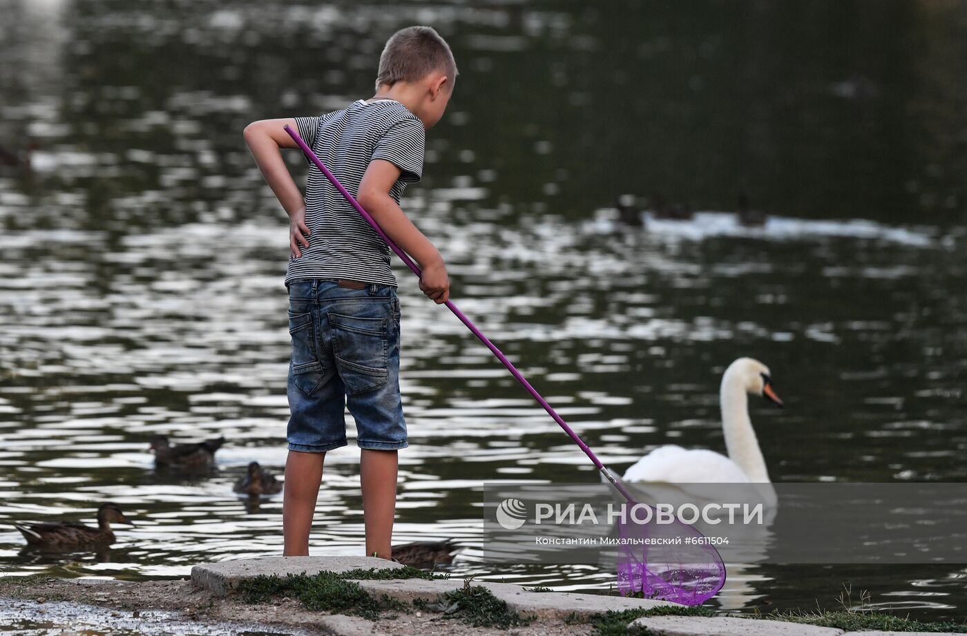 Отдых горожан в парке им. Гагарина в Симферополе