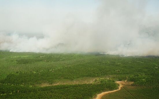 Тушение лесных пожаров в Якутии