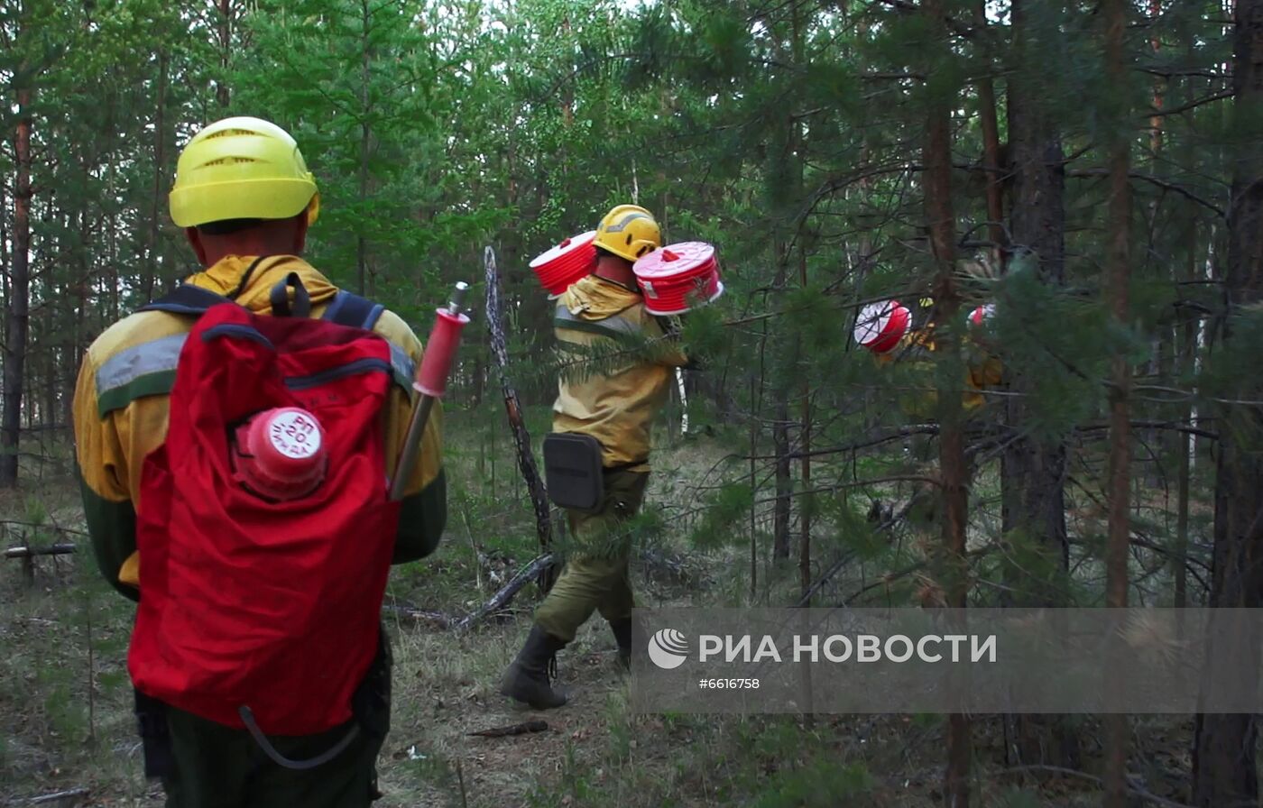 Тушение лесных пожаров в Якутии