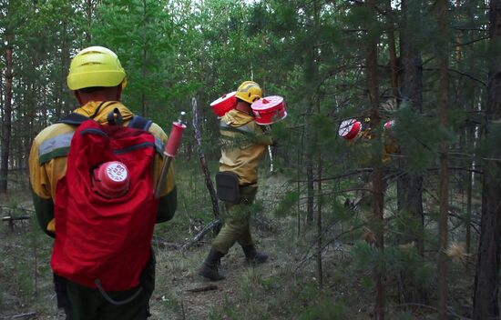 Тушение лесных пожаров в Якутии