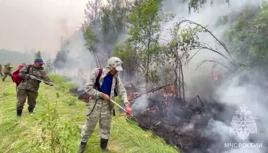 Тушение лесных пожаров в Якутии