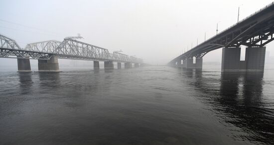 Дым в Красноярске от лесных пожаров в Якутии