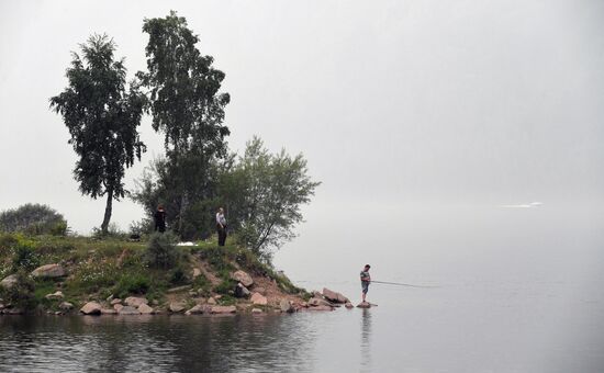 Дым в Красноярске от лесных пожаров в Якутии