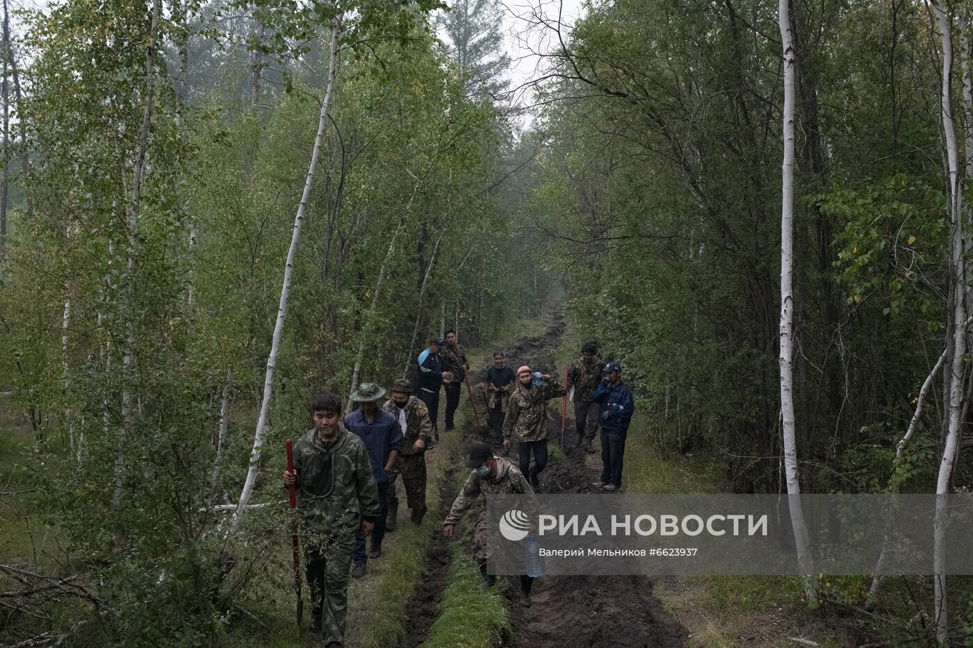 Тушение лесных пожаров в Якутии