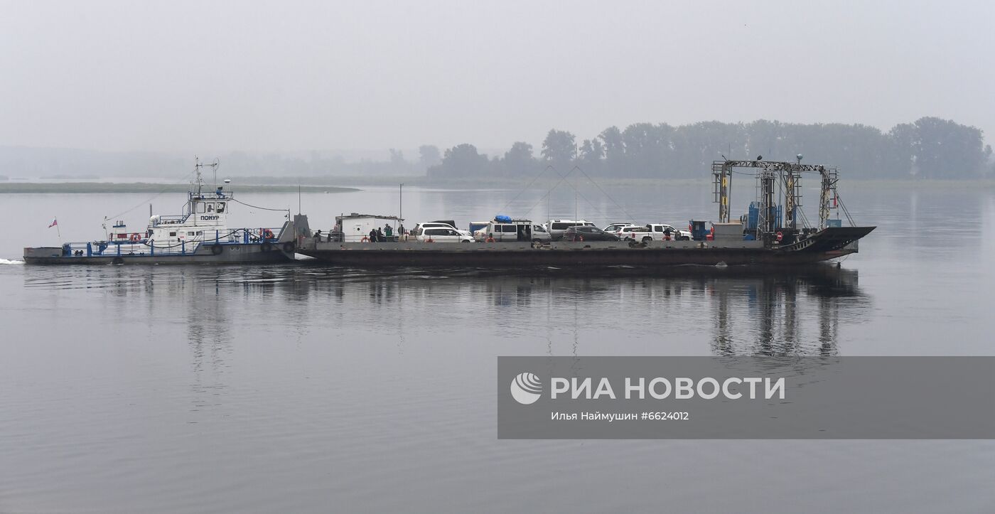 Переправа для перевозки автомобилей через Енисей