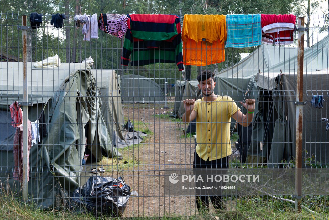 Лагерь мигрантов на литовско-белорусской границе