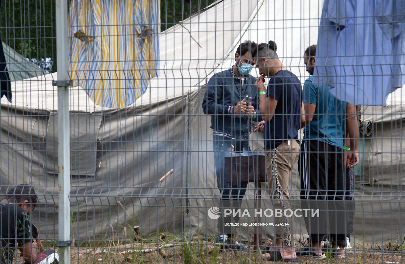 Лагерь мигрантов на литовско-белорусской границе
