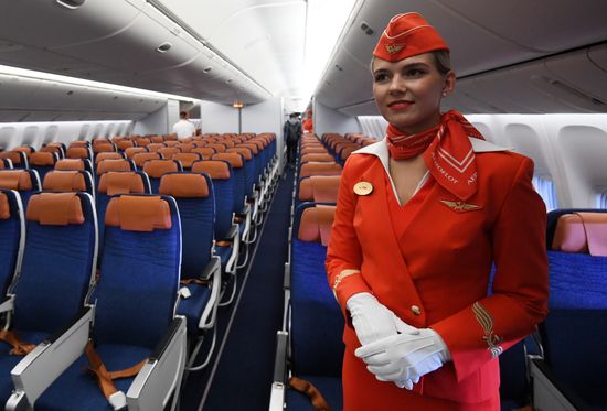 Презентация нового салона Boeing 777 Аэрофлота в аэропорту Шереметьево