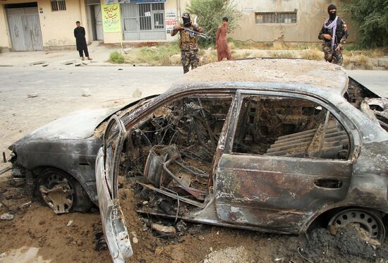 Последствия ракетного обстрела в Кабуле
