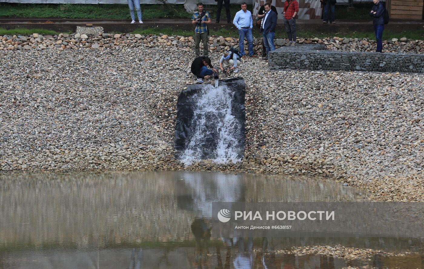 Завершающий этап благоустройства водоема в парке "Сокольники"