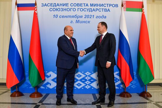 Премьер-министр РФ М. Мишустин принимает участие в заседании Совета Министров Союзного государства