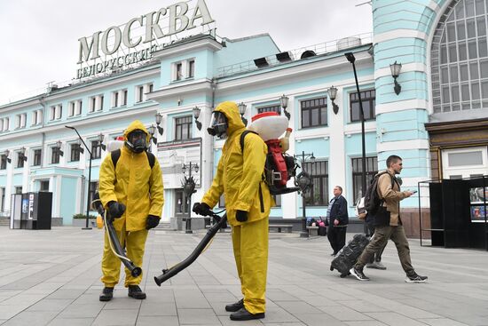 Дезинфекция Белорусского вокзала в Москве
