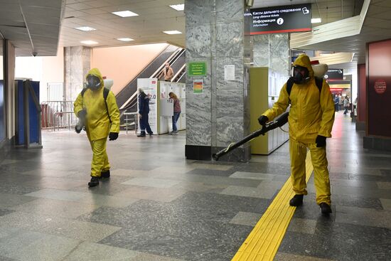 Дезинфекция Белорусского вокзала в Москве