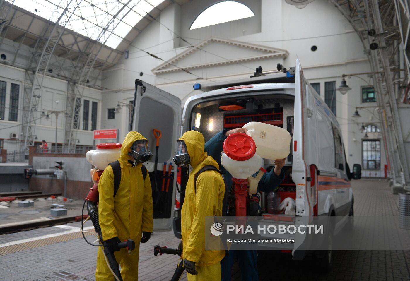Дезинфекция Киевского вокзала в Москве