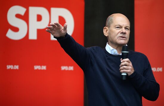 Предвыборные митинги кандидата в канцлеры ФРГ от партии SPD О. Шольца