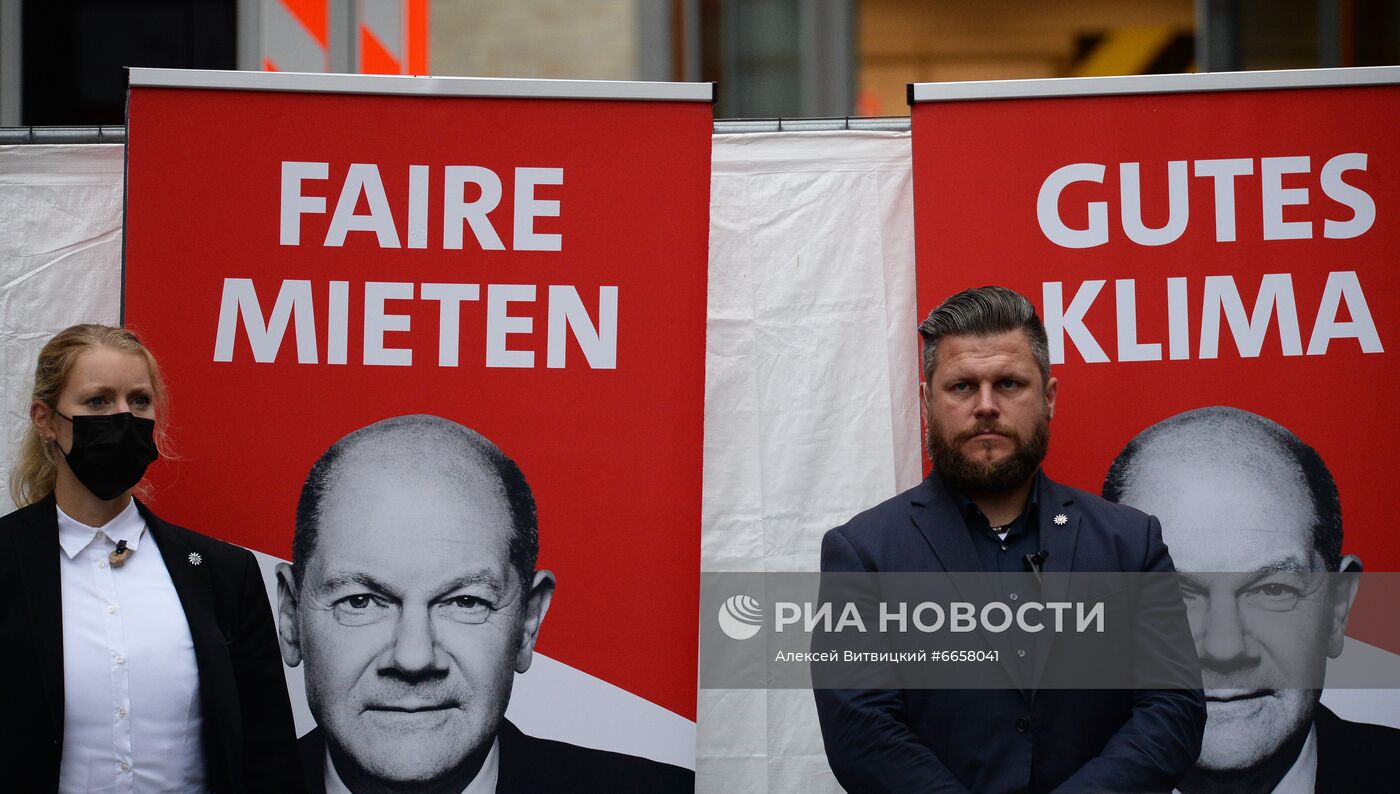 Предвыборные митинги кандидата в канцлеры ФРГ от партии SPD О. Шольца