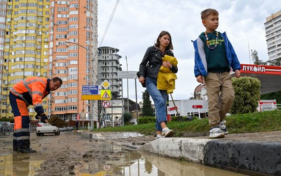 Последствия ливня в Сочи