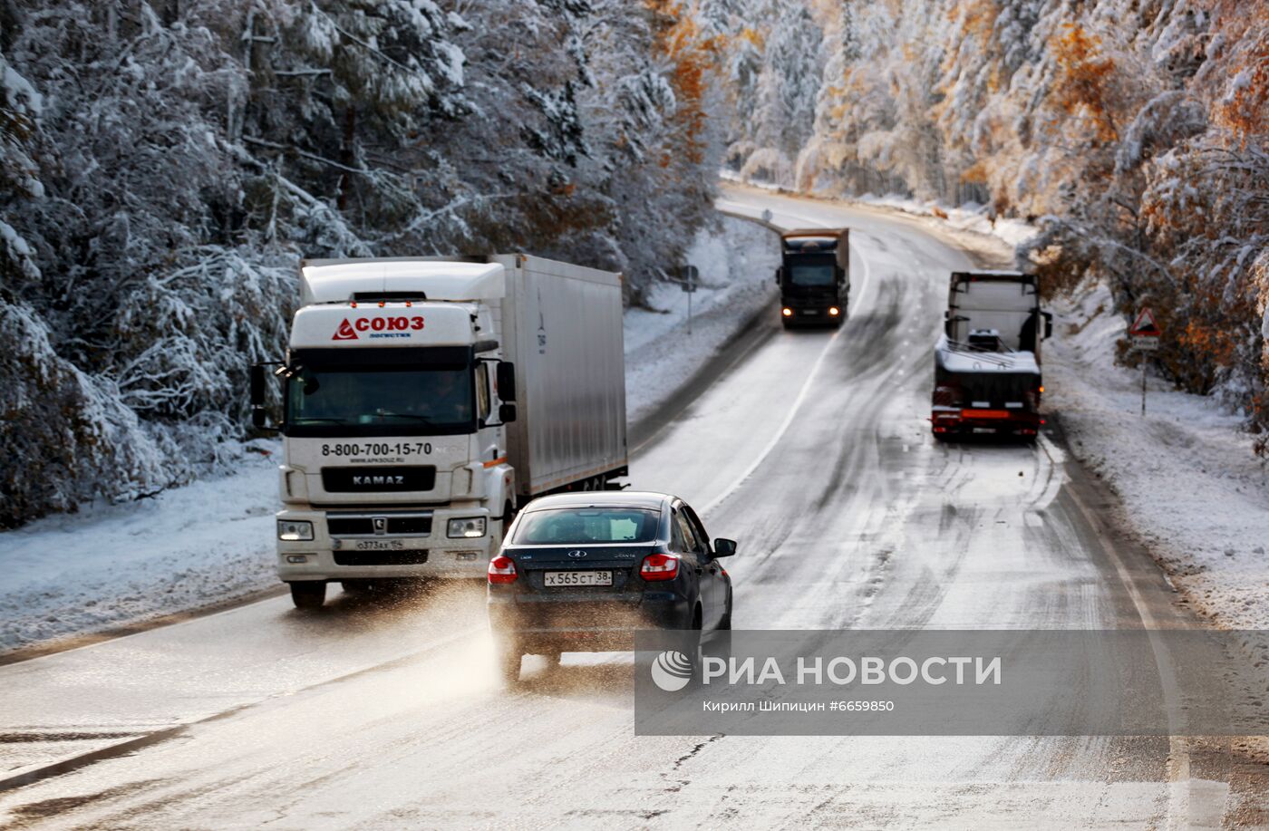 Первый снег в Иркутской области
