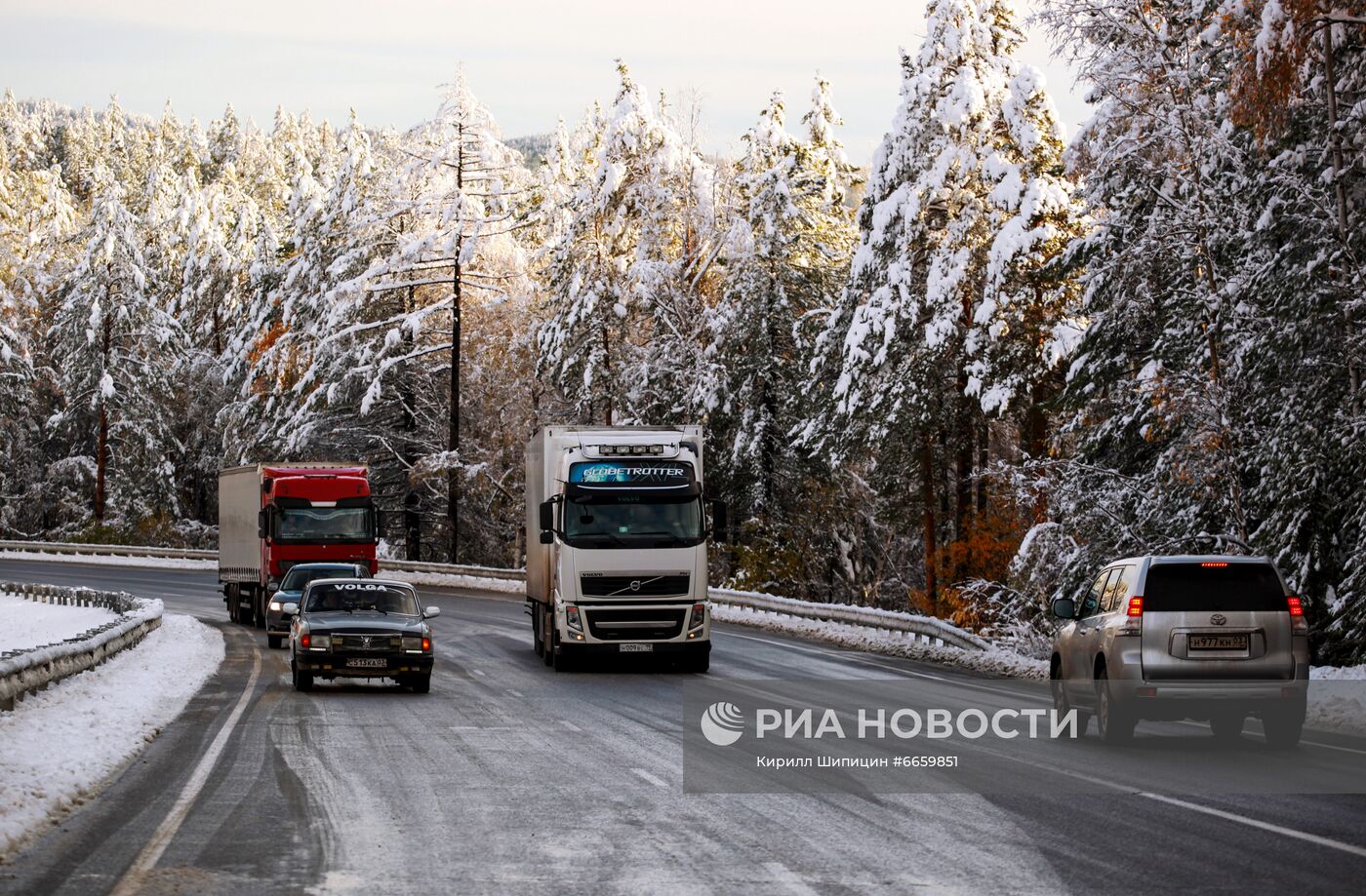 Первый снег в Иркутской области