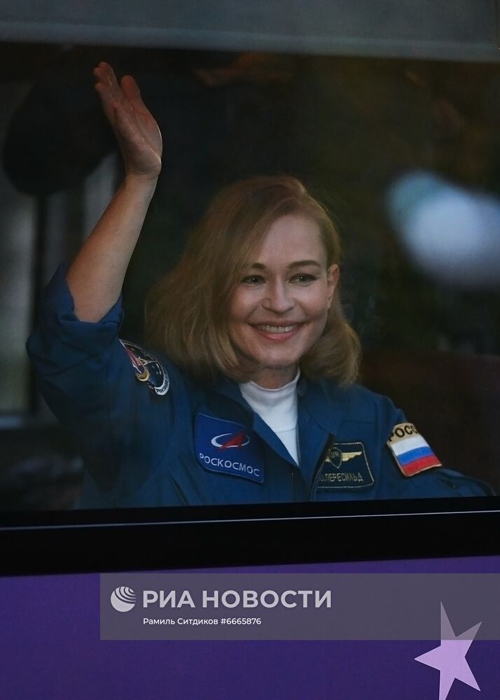 Подготовка к старту ТПК "Союз МС-19" со съемочной группой фильма "Вызов"