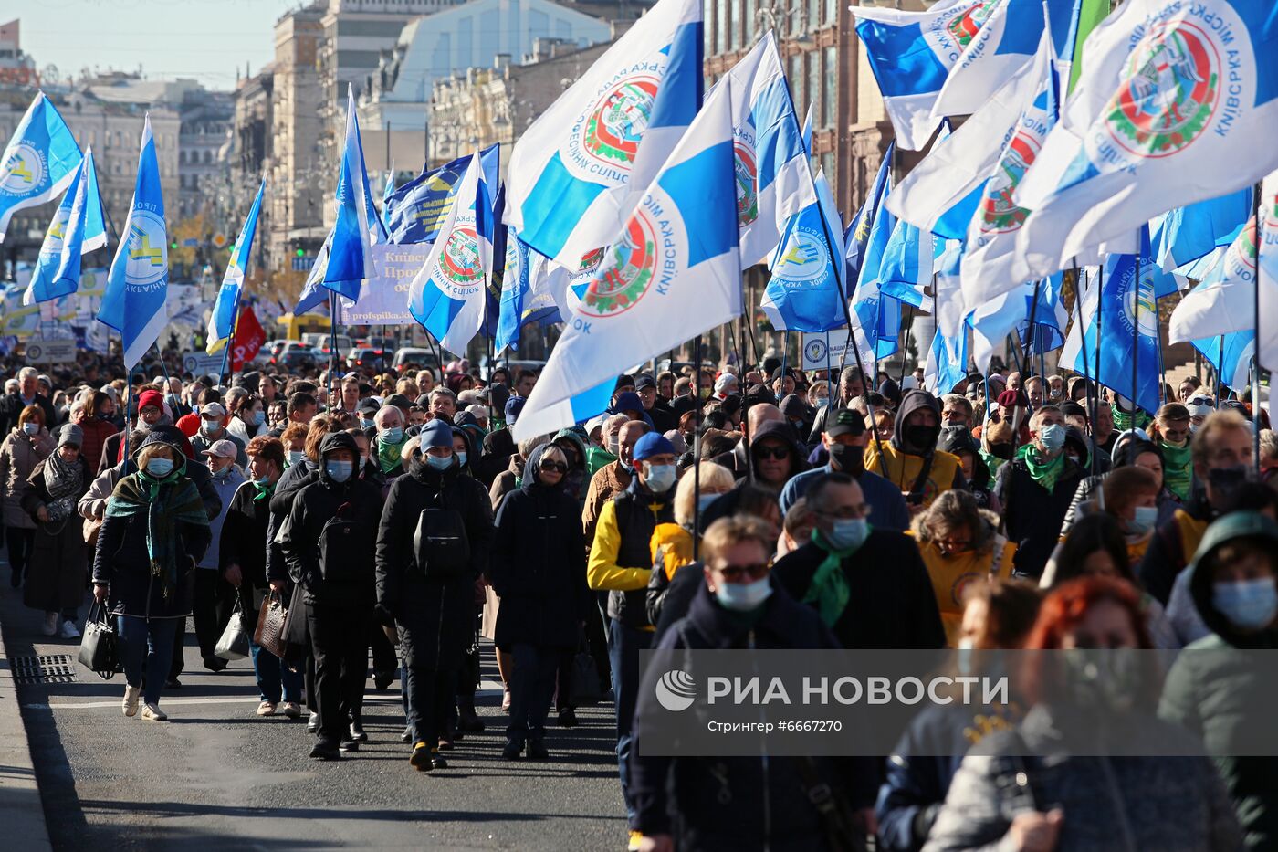 Акция протеста работников профсоюзов на Украине