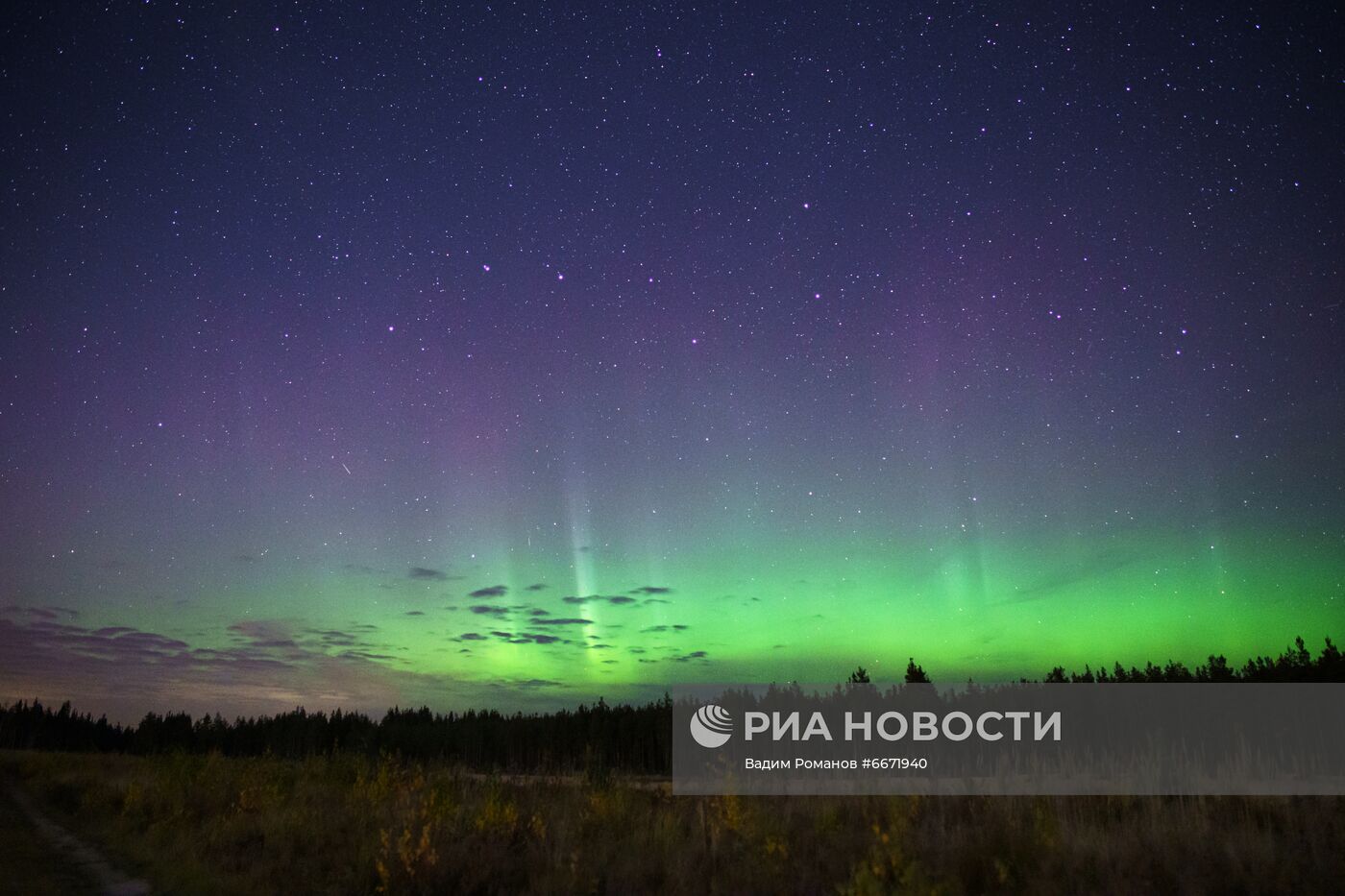 Северное сияние в Ленинградской области