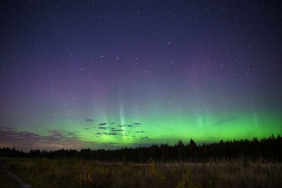 Северное сияние в Ленинградской области