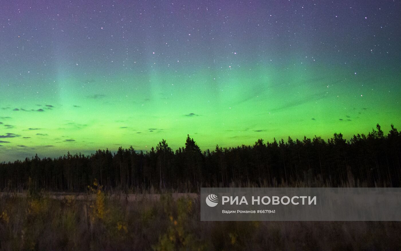 Северное сияние в Ленинградской области