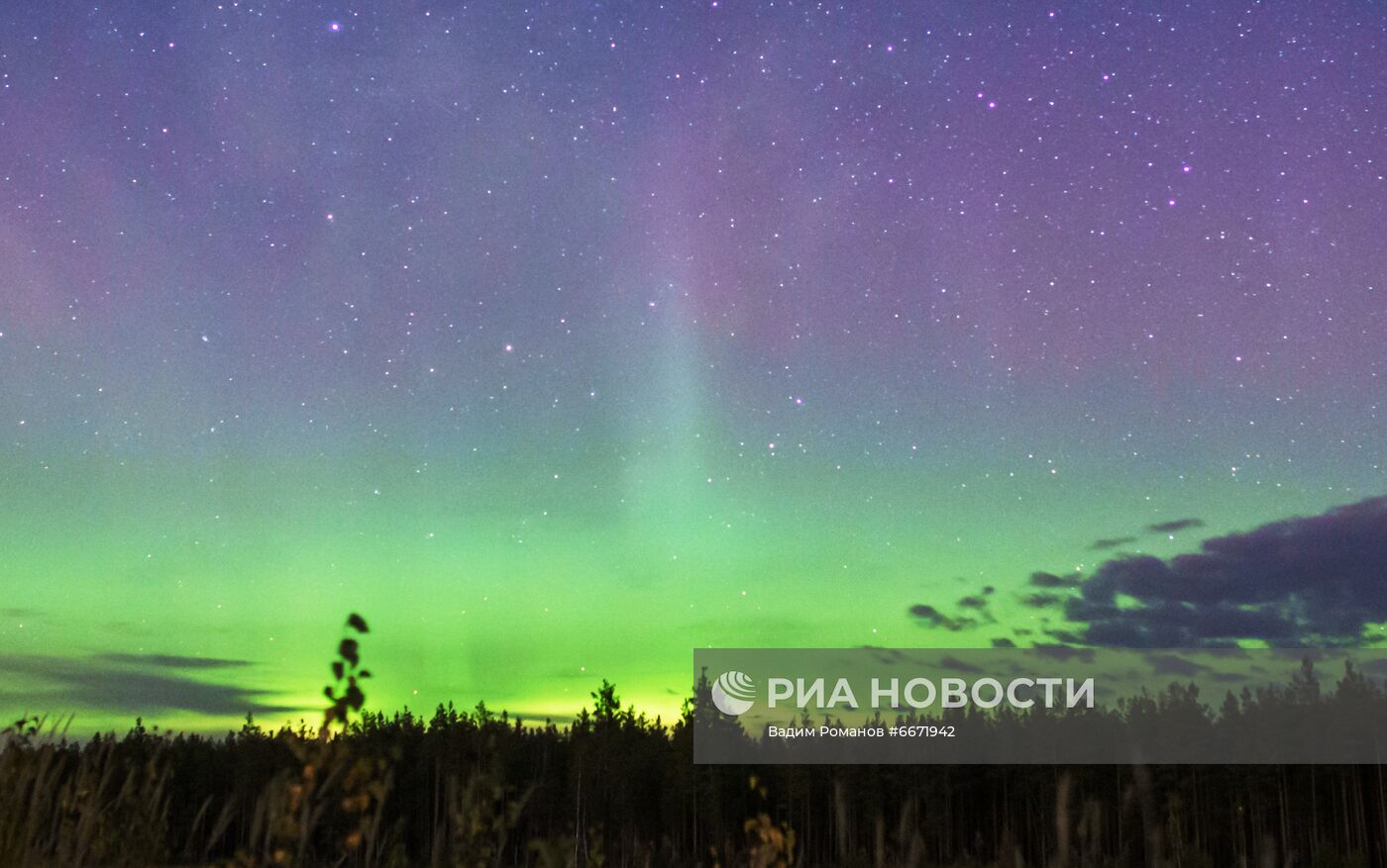 Северное сияние в Ленинградской области