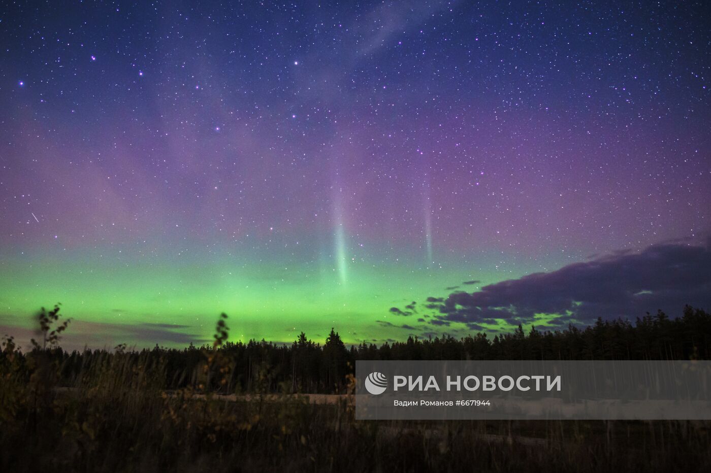 Северное сияние в Ленинградской области