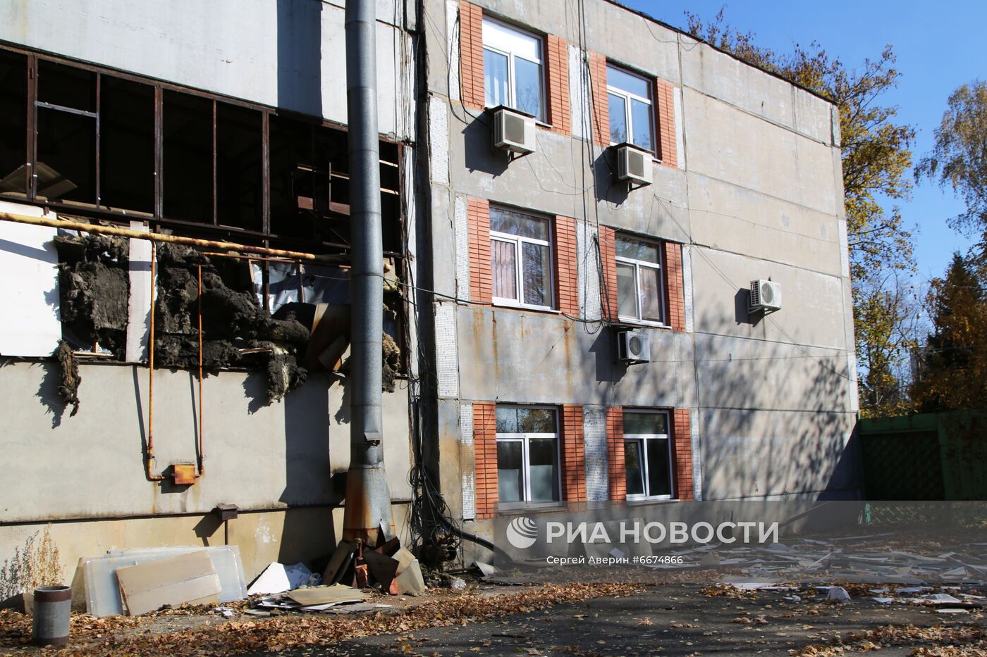 Последствия обстрела Куйбышевского района Донецка