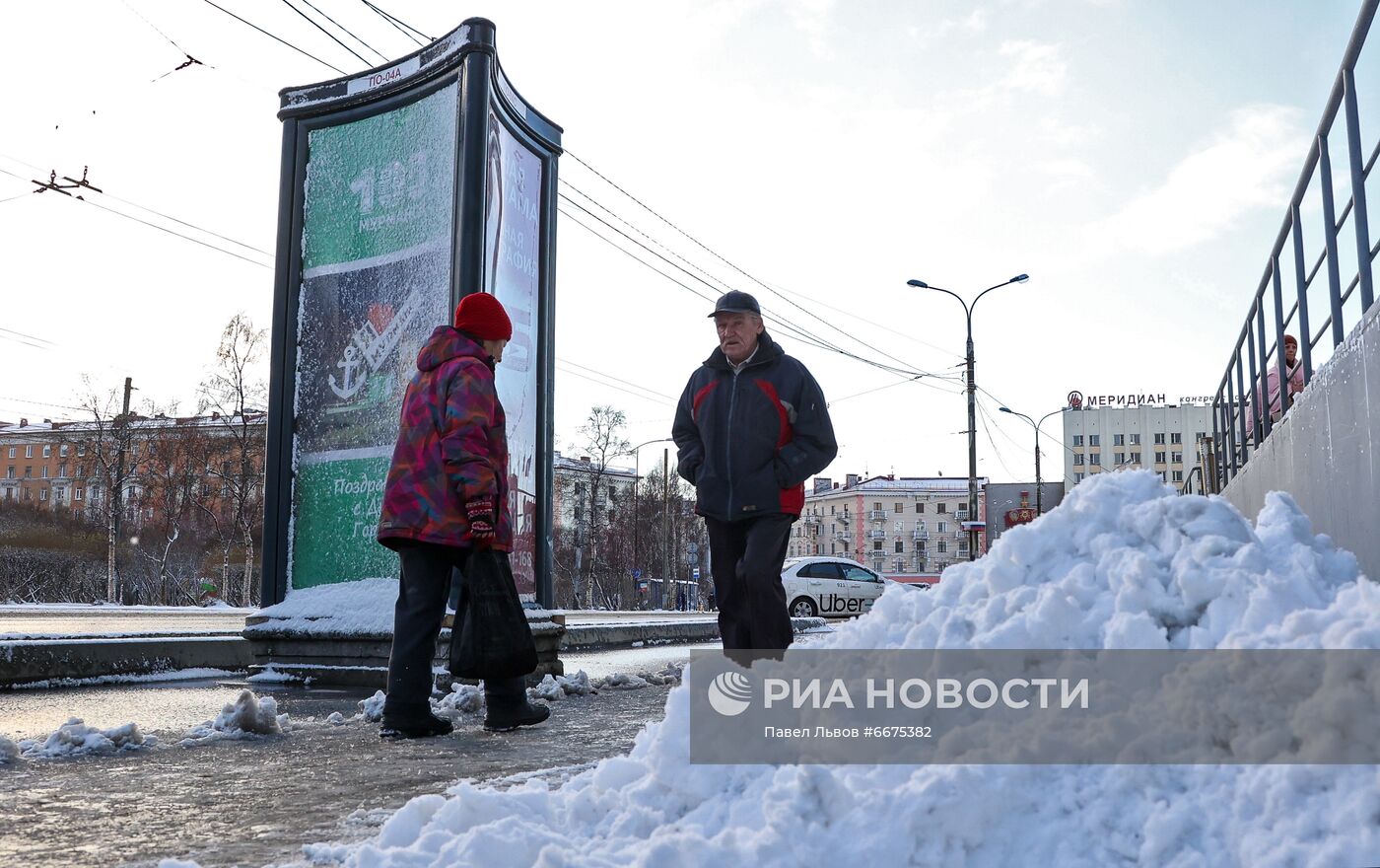 Первый снег в Мурманске