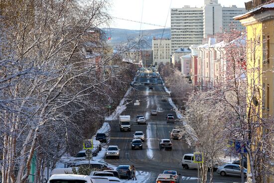 Первый снег в Мурманске